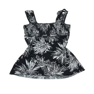 Y2K Black & White Abstract Floral Tank Top